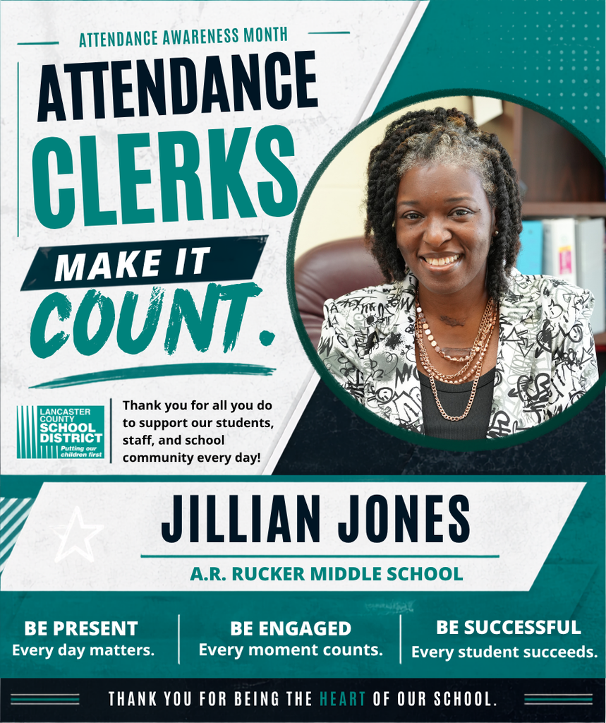 An attendance awareness poster for Jillian Jones. A smiling woman is pictured with text emphasizing the importance of attendance.