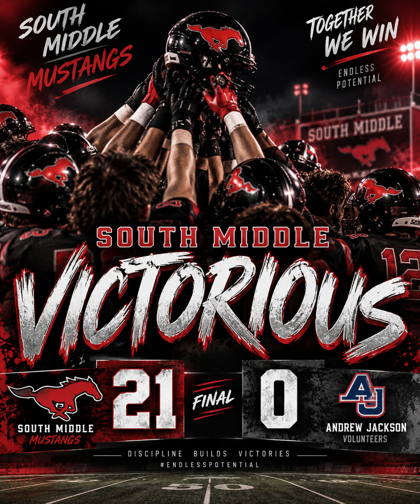 A poster shows a group of players raising helmets with a final score of 21 to 0.