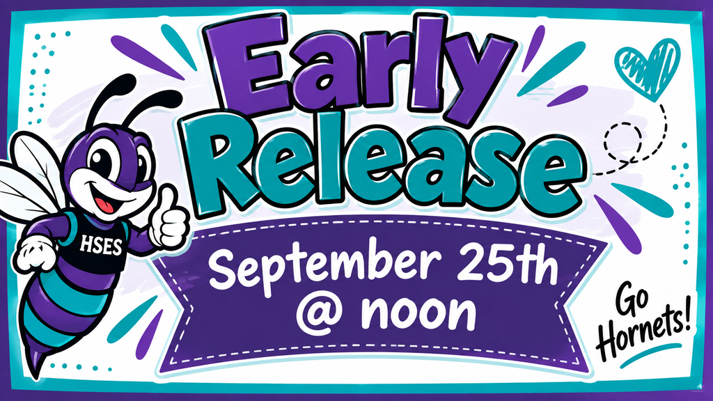 A purple and green banner displays "Early Release September 25th @ noon". A cartoon bee in a jersey with thumbs up.