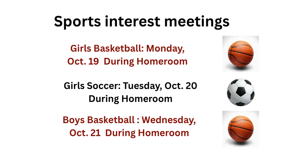 Image of basketball and soccer balls with interest meeting info.