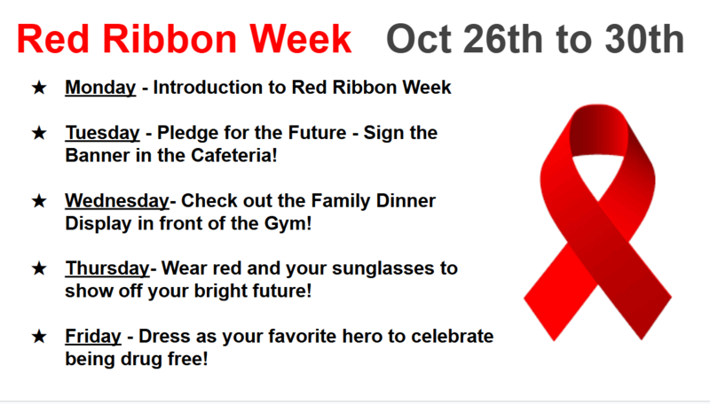 image of red ribbon flyer with activites listed