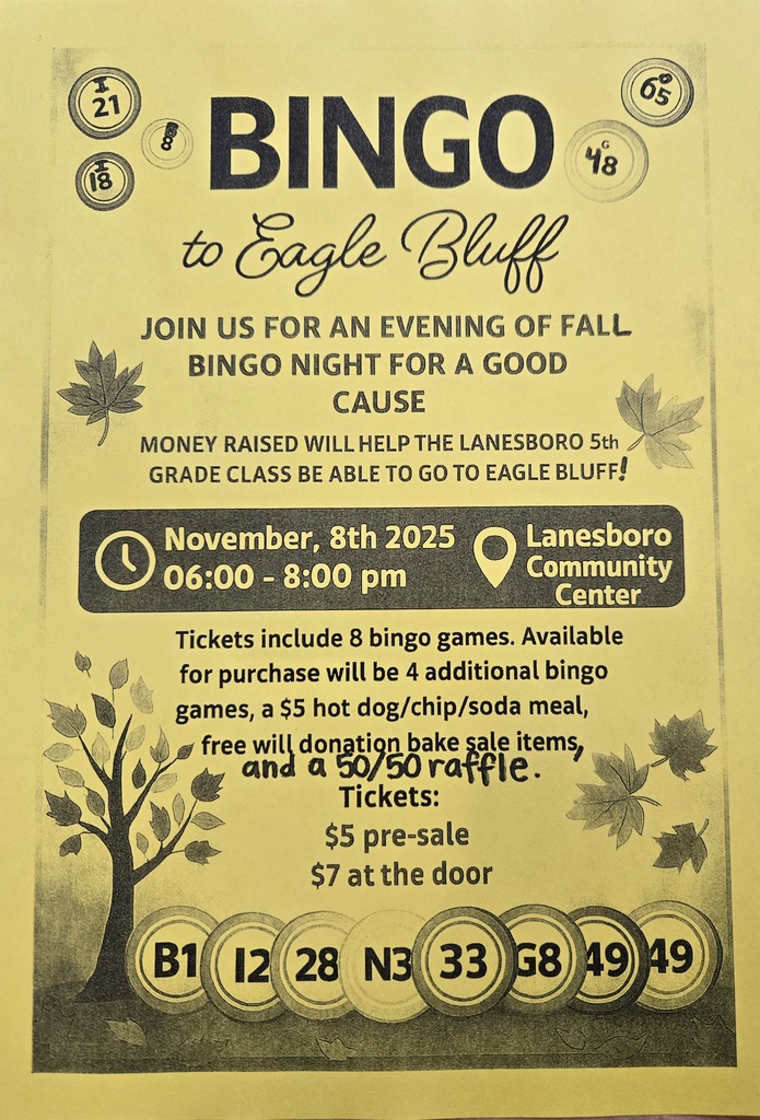 5th Grade Bingo Flyer