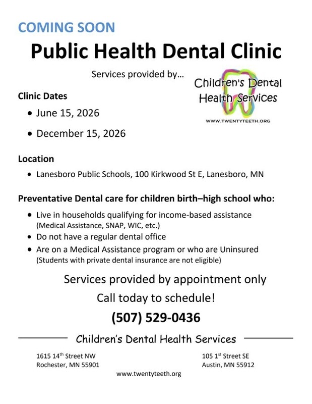 Public Health Dental Clinic Information phone number 507-529-0436