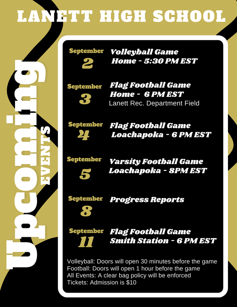 LHS Upcoming Events for September 2-11