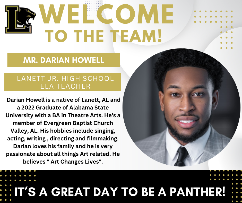 Flyer of Mr. Darian Howell New English Language Art Teacher