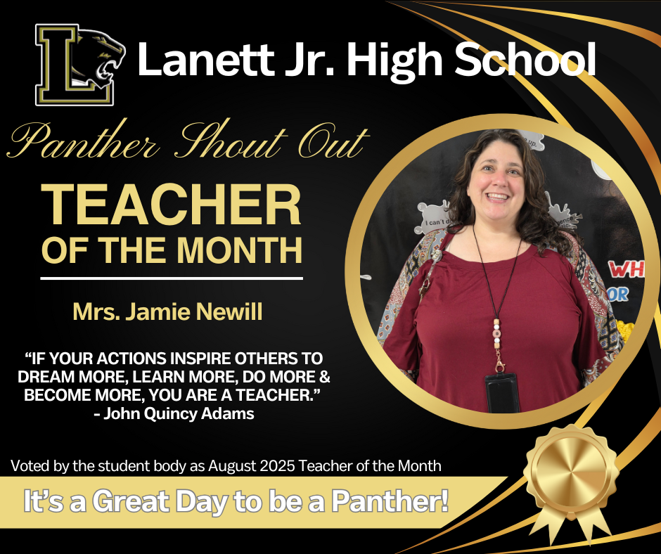 August Teacher of the Month Mrs. Newill
