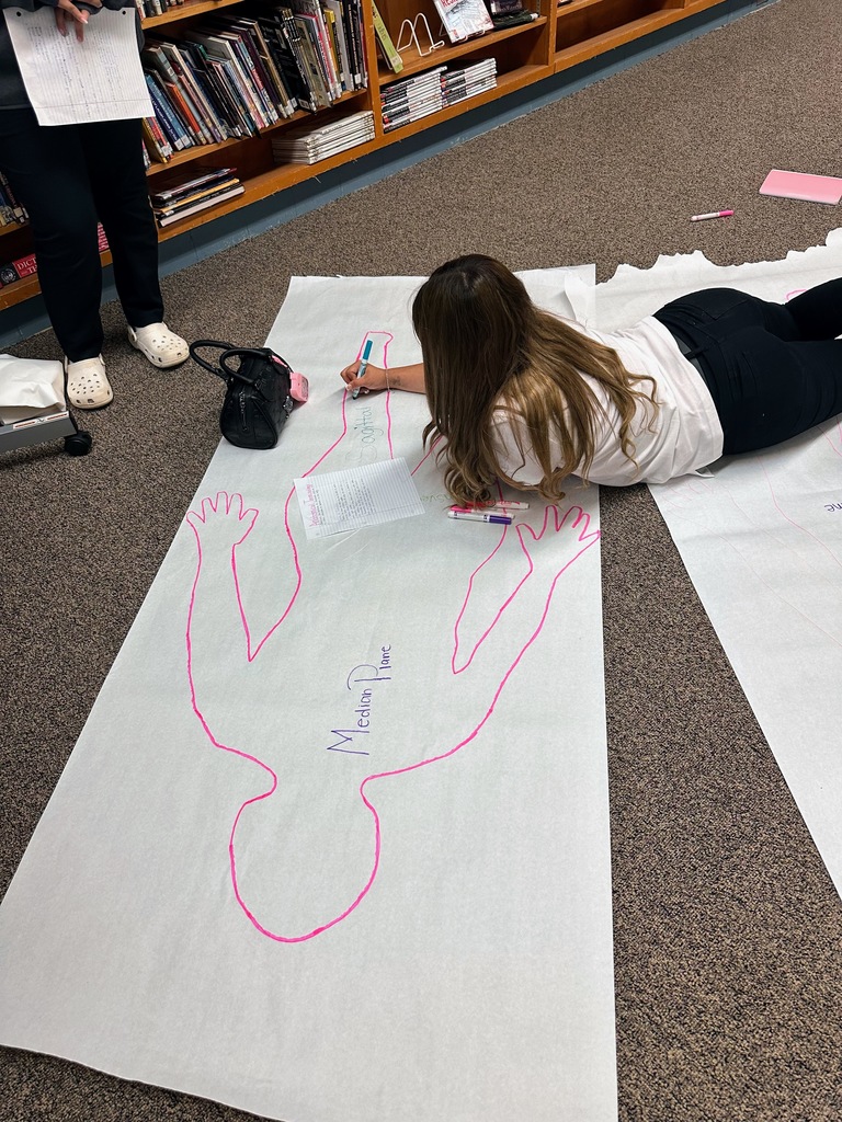 The Human Body Functions & Structures class took their learning beyond the classroom and into the library last week! 🏃‍♂️➡️📖  They were diving into anatomical planes ✍️🫀 and needed some extra space to stretch out and explore the concepts hands-on.