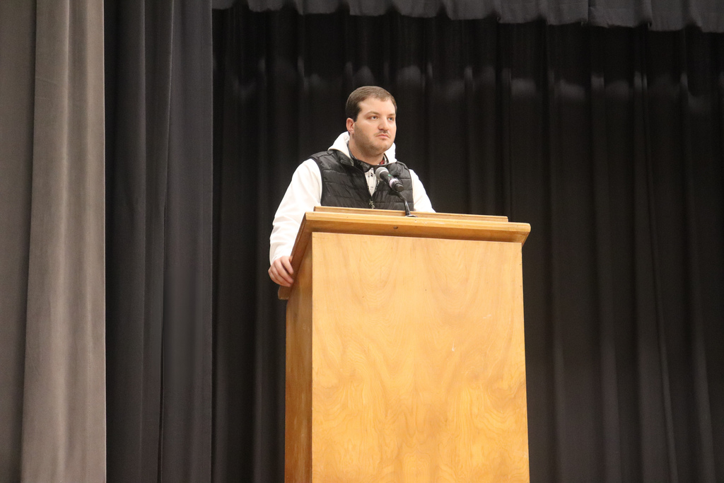 Head Coach RJ McDonald speaking at the LCS School Board Meeting December 8th.