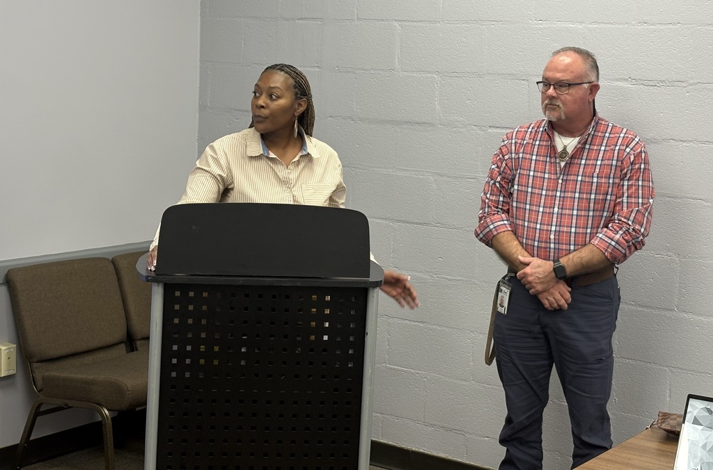 Ms. Cullwell & Coach Pankey presenting.