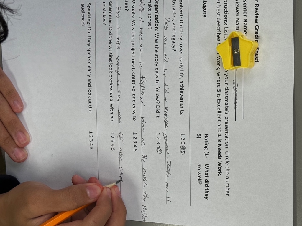 Black History at LJH. Student peer review