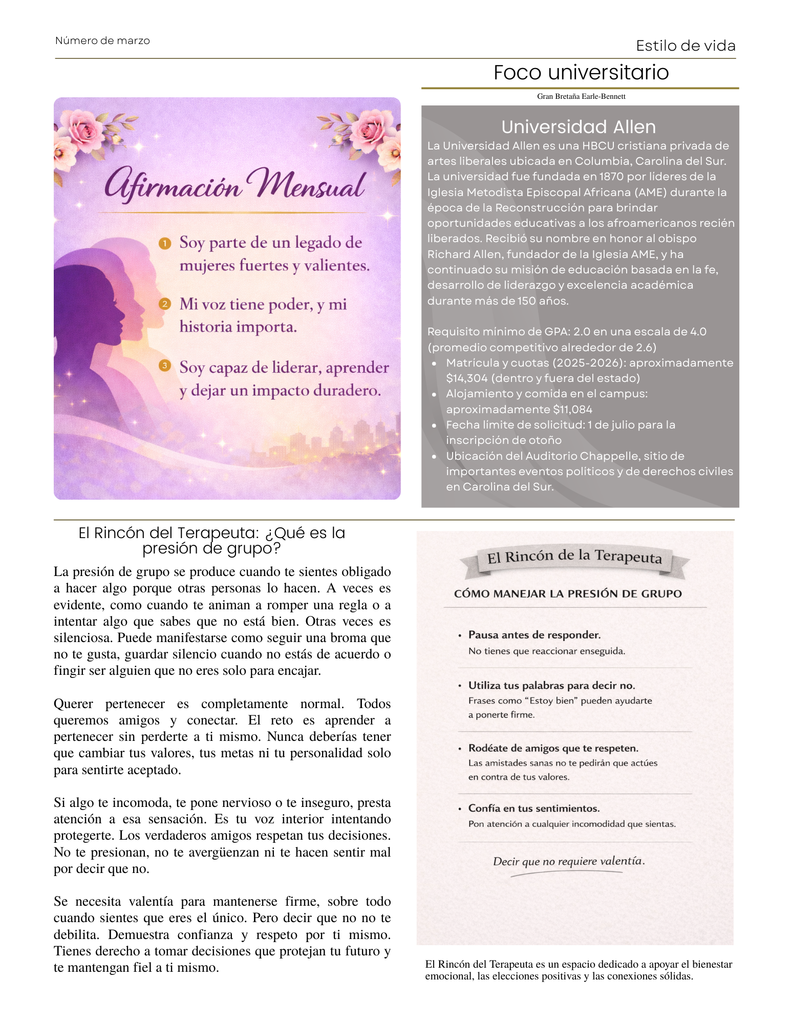 Panther Pride March College spot light Spanish