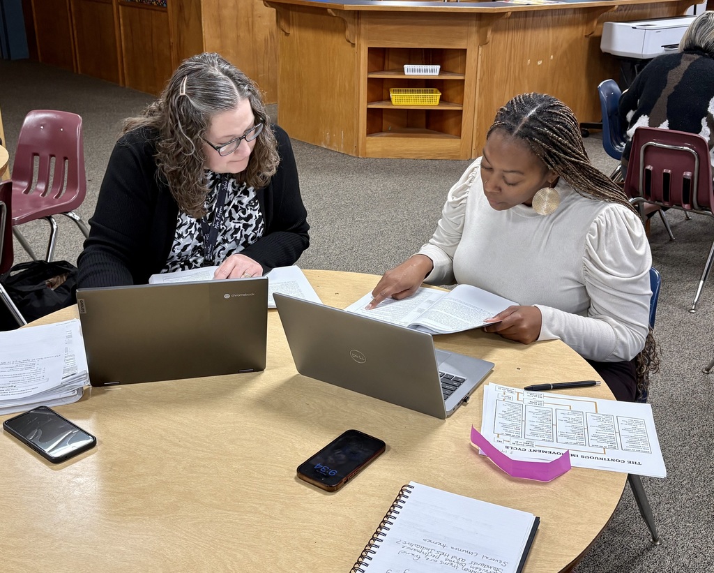 Mrs. Carpenter & Ms. Cullwell working together.