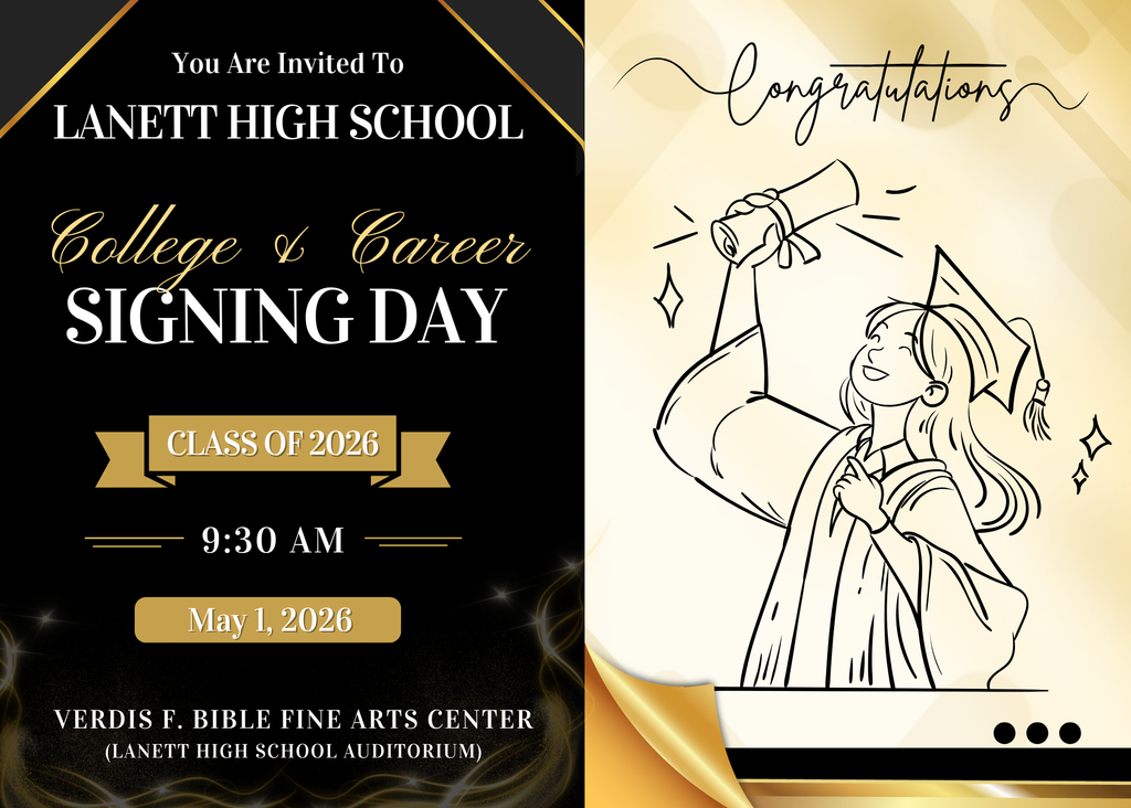 You are invited to Lanett High School College and Career Signing Day May 1, 2026 at 9:30 am