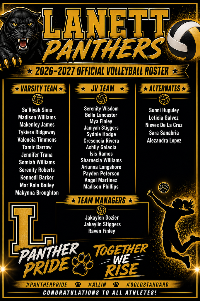 Lanett Panthers 26-27 Volleyball Roster