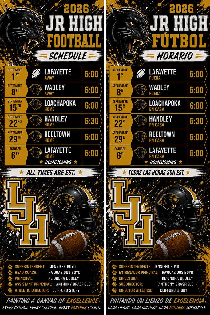 LJH Updated 2026 Football Schedule