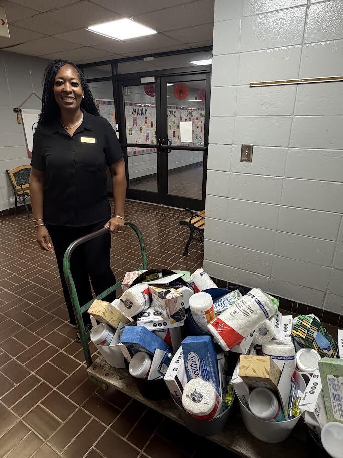 Picture of Mrs. Story and the supply basket!