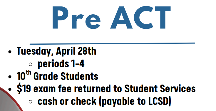 PreACT on Tuesday, April 28