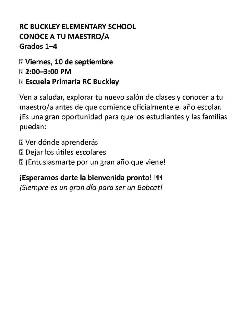 Grades 1-4 Meet the Teacher (Spanish)
