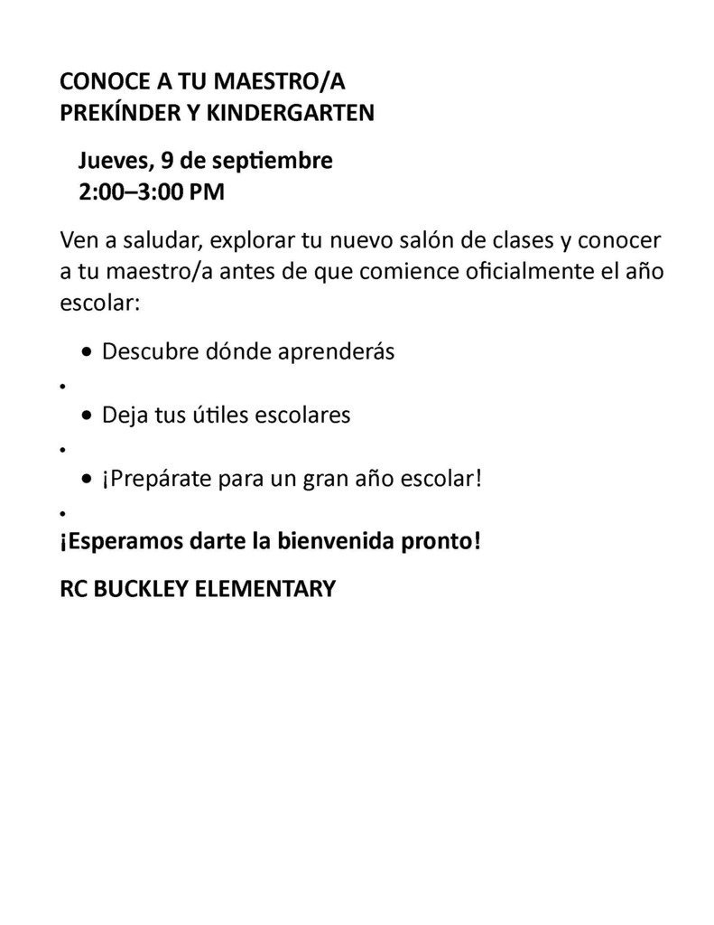 PreK & K Meet the Teacher (Spanish)