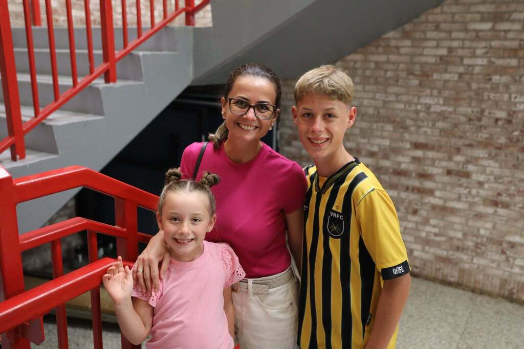 a family posing for a photo