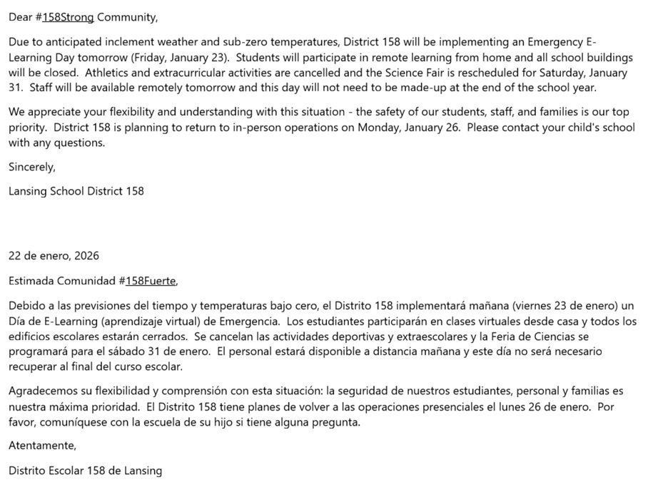 D158 Emergency E-Learning Day 01-23-26