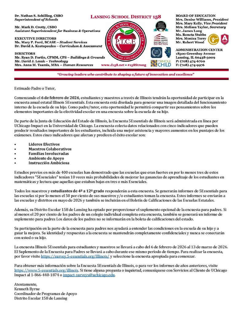 5E Parent Letter - Spanish