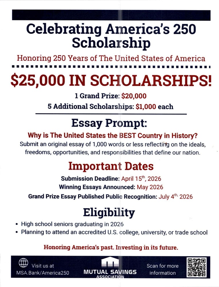 Celebrating America's 250 Scholarship Flyer