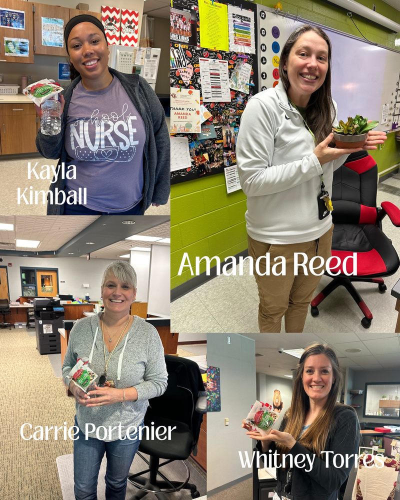 CONGRATS to our March winners!!! Grand Prize Winner: Amanda Reed DO/EC: Sharon Burns (not pictured) LES: Carrie Portenier LIS: Whitney Torres LMS: Kayla Kimball LHS: Dorothy Platt (not pictured) The March Into Motion/Mindful March challenge brought in 31 participants - with a total of 2,398 miles! You guys really got to stepping! Special shout out to Jessica James (LIS) with a total of 212.14 miles!!!!!! Stay tuned for details on our final challenge of the 2025-26 school year!