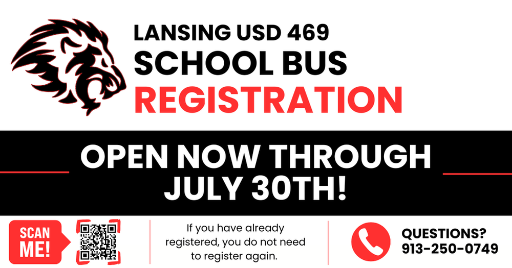 REMINDER: Bus Registration Now Open for the 2026-2027 School Year Graphic