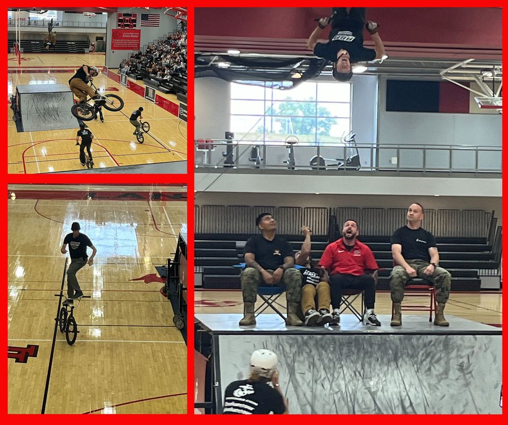 BMX riders jumping 