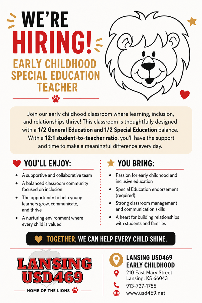 We're Hiring an Early Childhood Special Education Teacher!