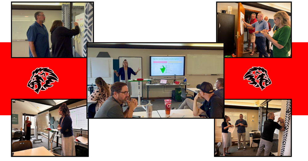 Educators at a retreat learning listening to a female speaker