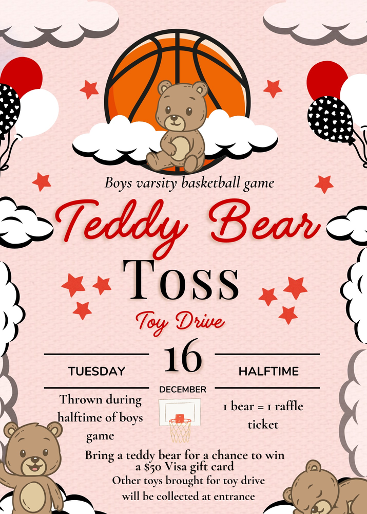 Teddy Bear Toss Toy Drive- Tuesday, December 16, Halftime of LHS Basketball Game