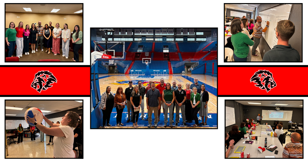 Photo collage of school educators at various back to school team building events
