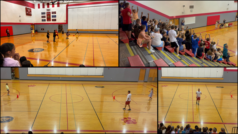 Students playing dodgeball