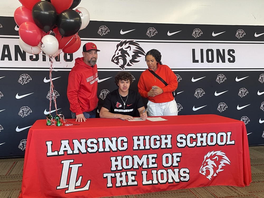 Lansing High School senior Bryce Fullen officially signed his National Letter of Intent on Thursday, December 11, 2025, committing to continue his baseball career at Mineral Area Community College. A standout student-athlete, Fullen has built an impressive résumé during his time with Lansing Baseball. He is a two-time All-UKC selection, a two-time All-State selection, and a three-year varsity letter winner. Over the past two seasons, he has also been one of the Lions’ leading hitters, consistently contributing to the team’s success. Bryce becomes the 32nd Lansing High School baseball player to sign a National Letter of Intent to play college baseball during Coach Michael Basler’s tenure, marking another milestone for the program. “Bryce is a coach’s dream,” said Coach Basler. “He is a high-character kid and a great student in the classroom. He is a natural leader, a great teammate, and has a high baseball IQ to go along with a strong work ethic. He has impacted our program in many ways, and I’m extremely proud of him. He has a bright future ahead, and I look forward to following his career.” Bryce was joined at the signing by his parents, Jason and Jessica Fullen, who have supported him throughout his academic and athletic journey. Lansing High School congratulates Bryce on this exciting next step and wishes him continued success at Mineral Area Community College and beyond.