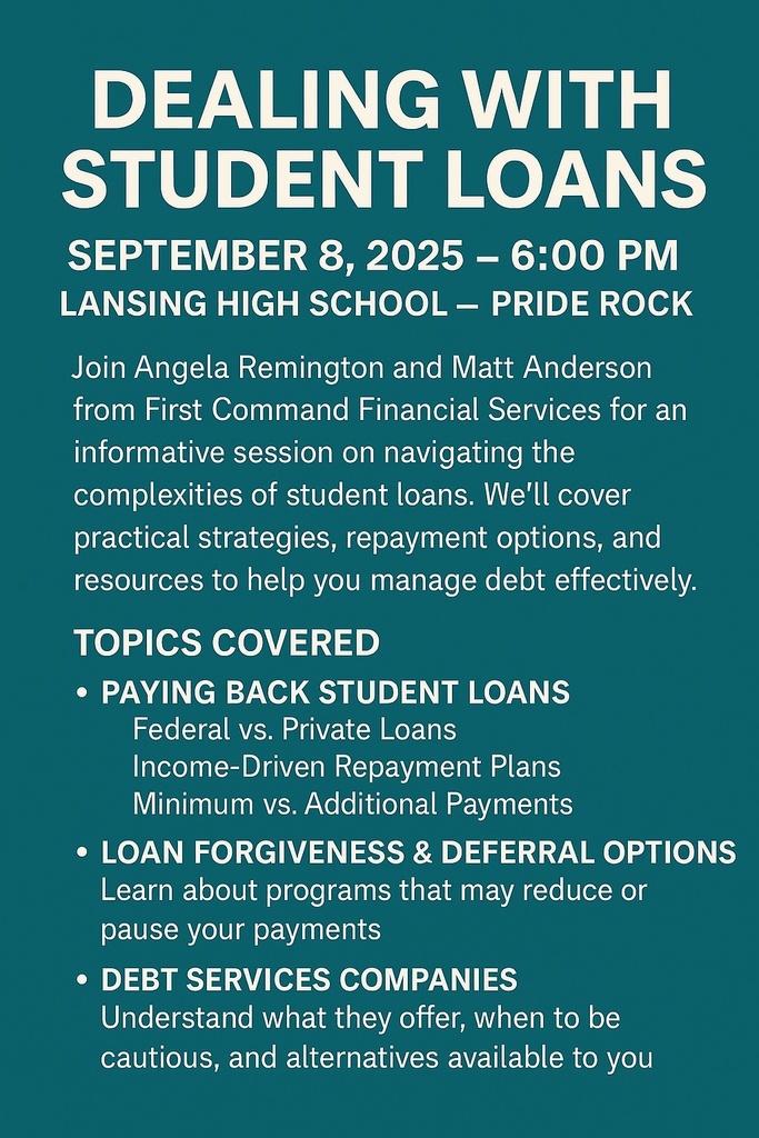 Dealing with Student Loans Workshop - September 8 at LHS
