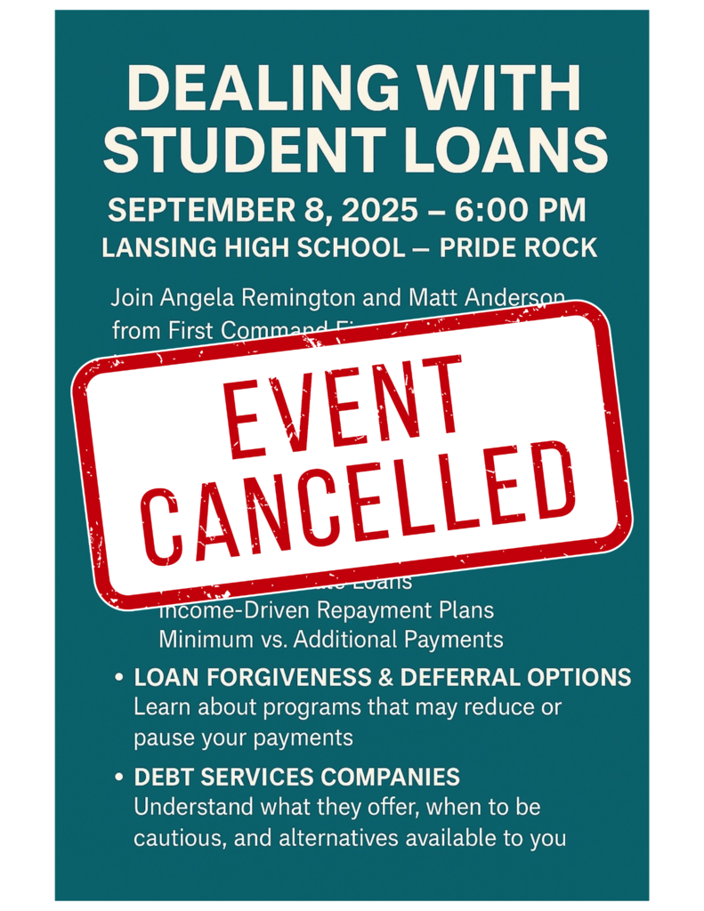 Dealing with Student Loans Workshop - September 8 at LHS CANCELLED