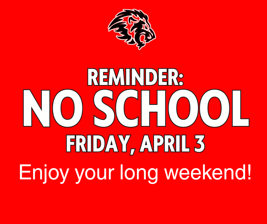 No School on Friday April 3