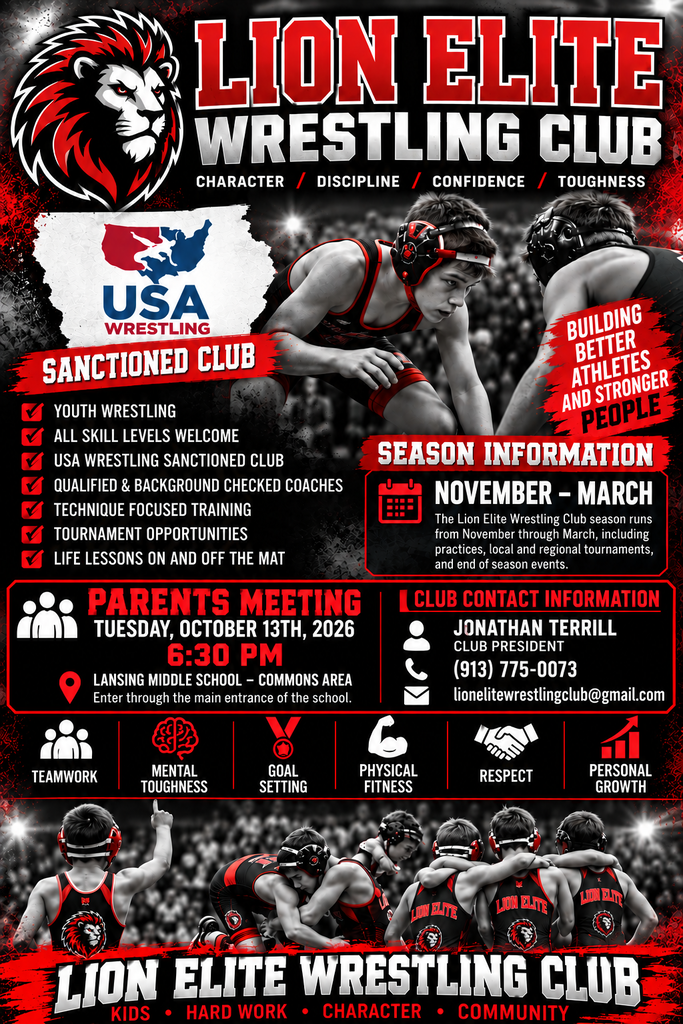 Lion Elite Wrestling Club Parent Meeting October 13th