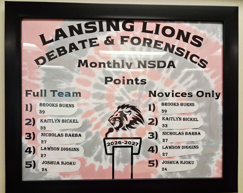 Lansing Lions Debate and Forensics Total NSDA Points