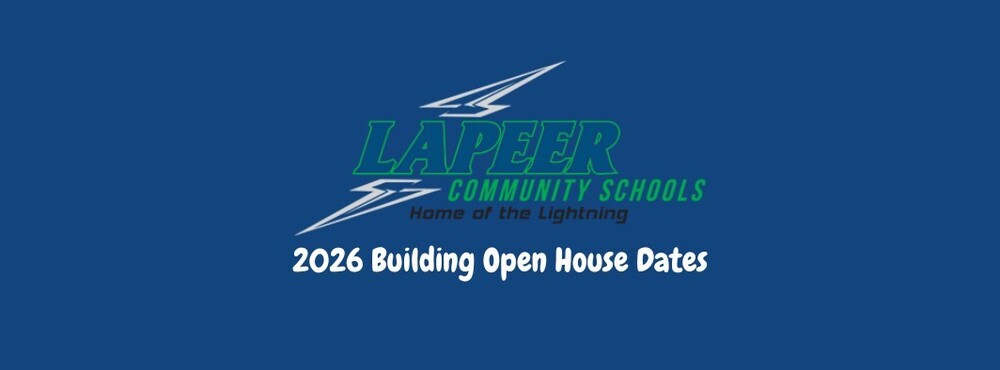 Graphic announcing 2026 LCS open house dates