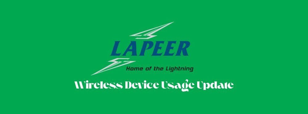 Graphic announcing a new wireless device usage update at LCS