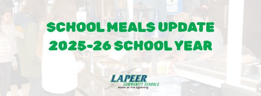 School meals update for 2025-26 school year