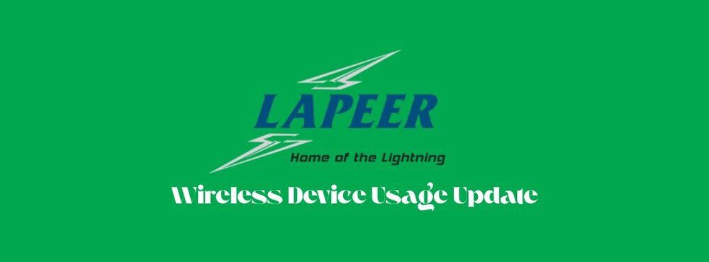 Graphic announcing a new wireless device usage update at LCS