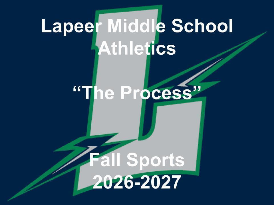 Lapeer Middle School Athletics parent meeting opening slide