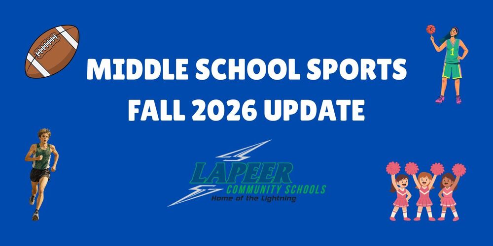 Graphic for Lapeer middle school sports update for fall 2026