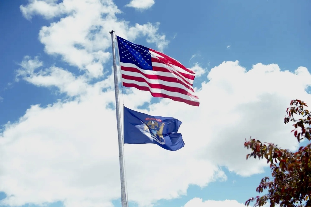 American flag outside Lapeer High School