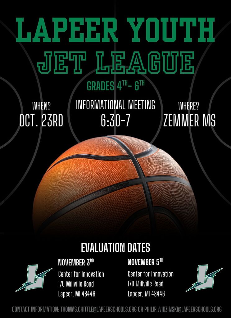 Graphic for Lapeer youth basketball league