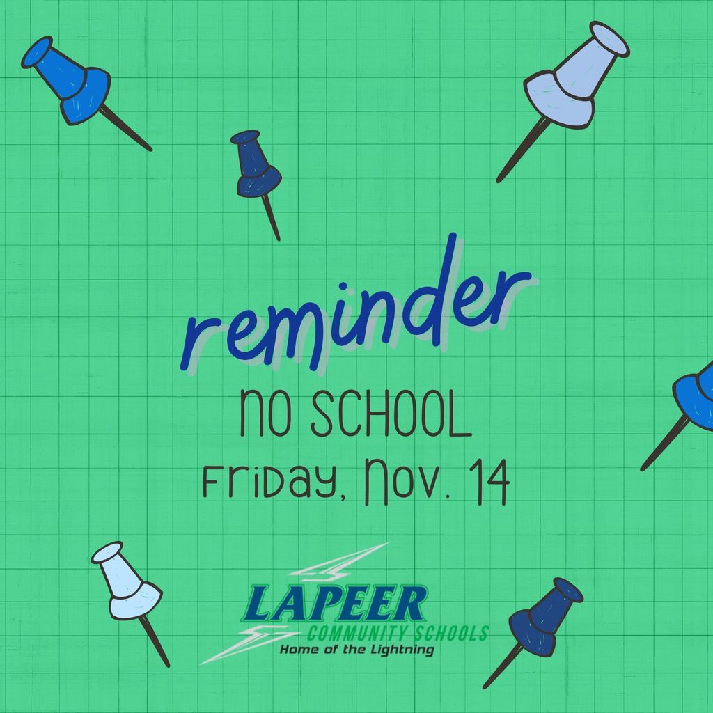 Graphic depicting no school this Friday